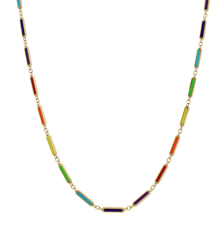 Rainbow Inlay Bar Necklace