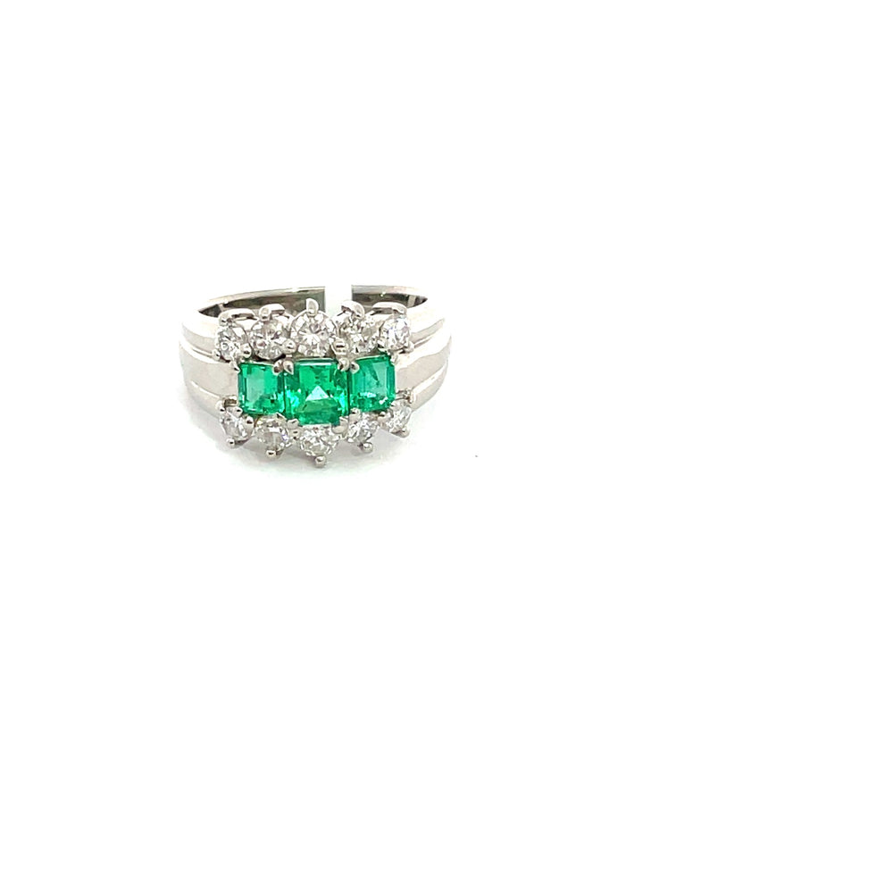 Platinum 3 square cut emeralds