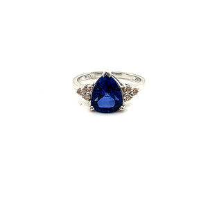 Pear Sapphire and Diamond Ring