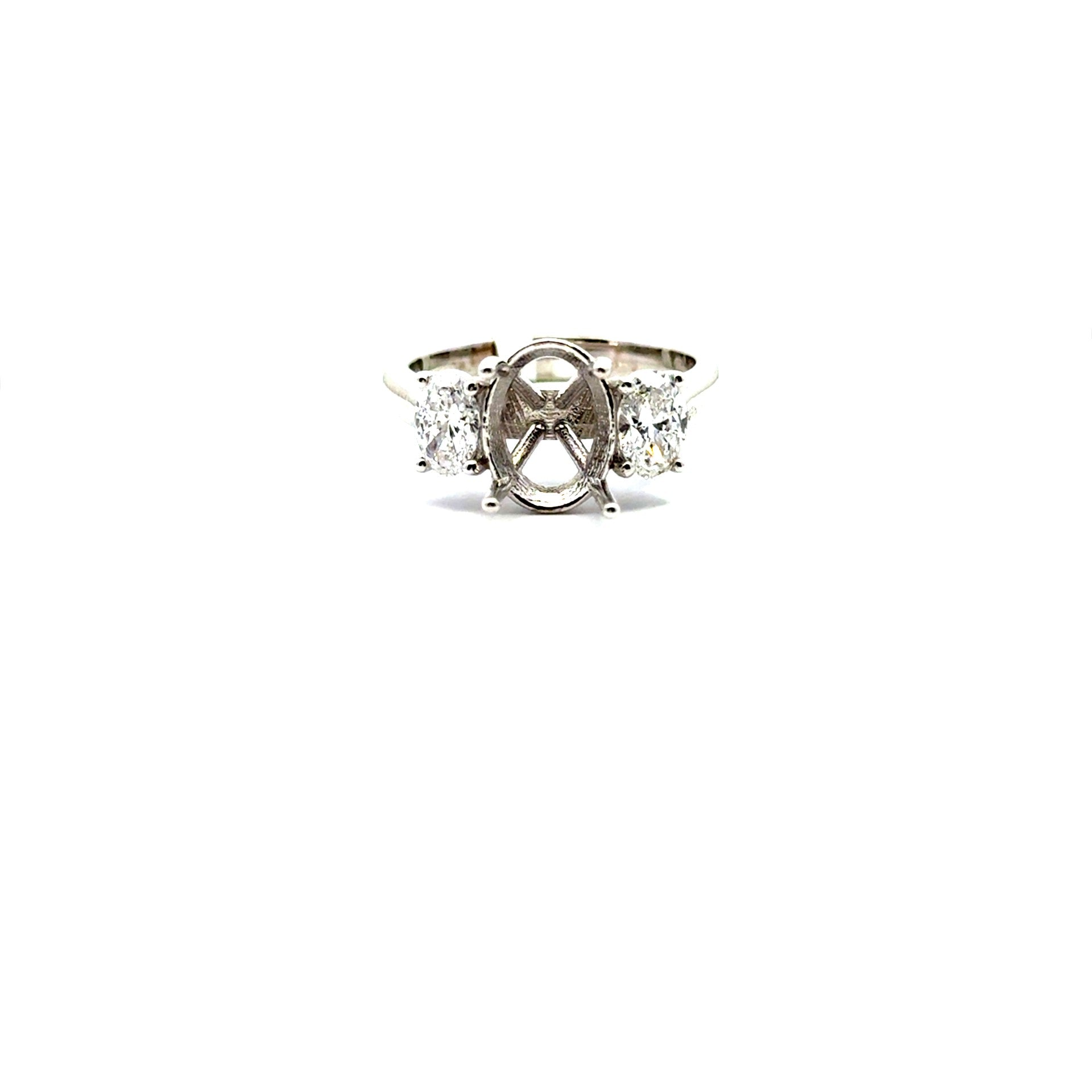 3 Stone Oval Setting with Oval Diamonds - Kelly Wade Jewelers