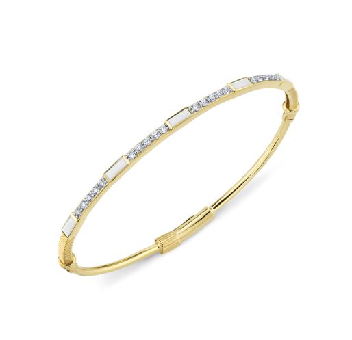 Sloane Street white onyx and diamond bangle bracelet