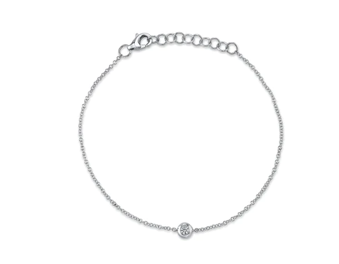 Bezel set diamond on chain bracelet