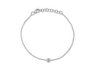 Bezel set diamond on chain bracelet