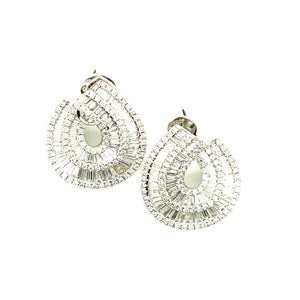 Baguette and Double row diamond 'C' shape earrings