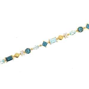 Multi-Shaped Blue Topaz and Diamond Strie Bracelet