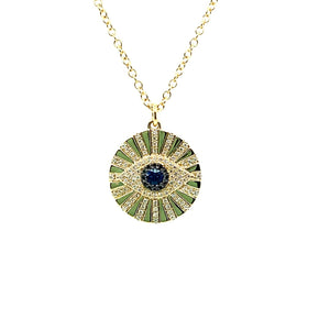 Blue Sapphire Evil Eye Pendant Necklace