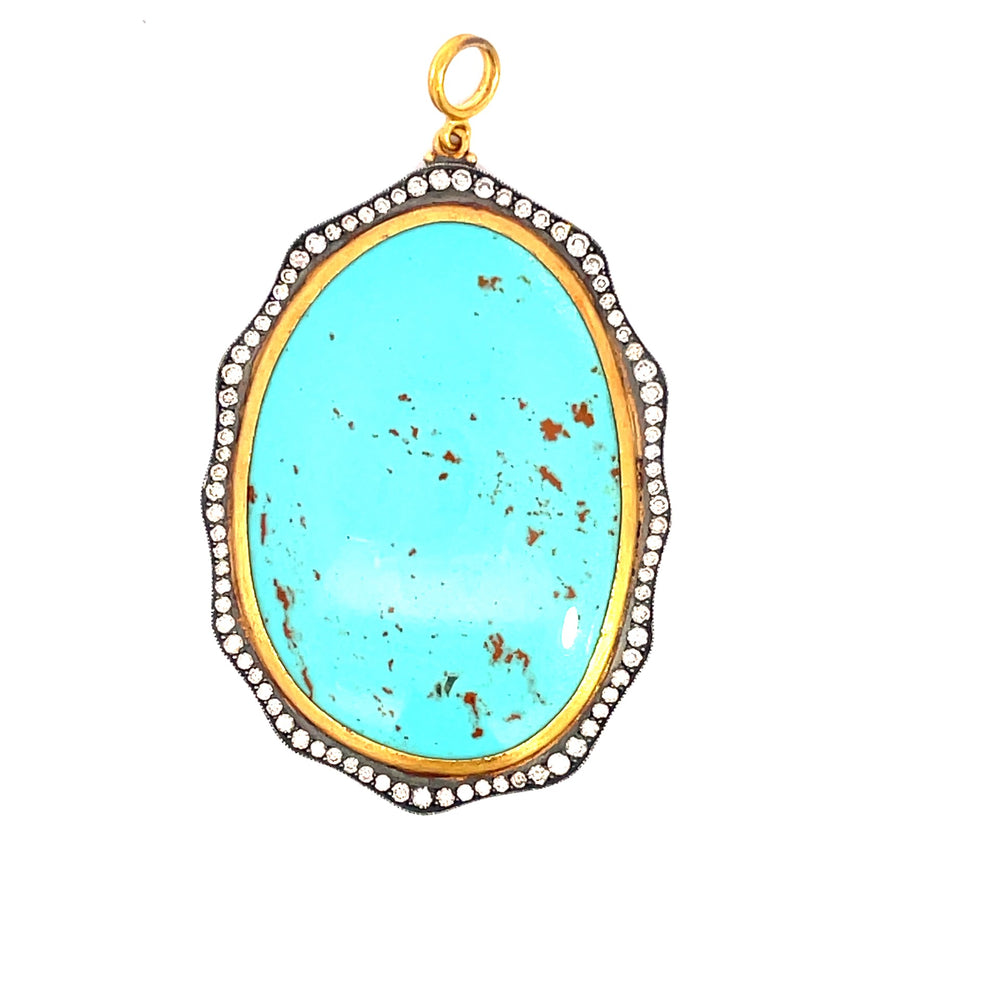 Lika Behar Kingman turquoise and diamond pendant