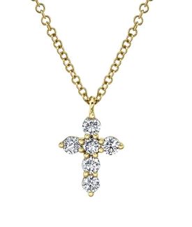 
                
                    Load image into Gallery viewer, 14k yellow gold 6 diamond cros
                
            