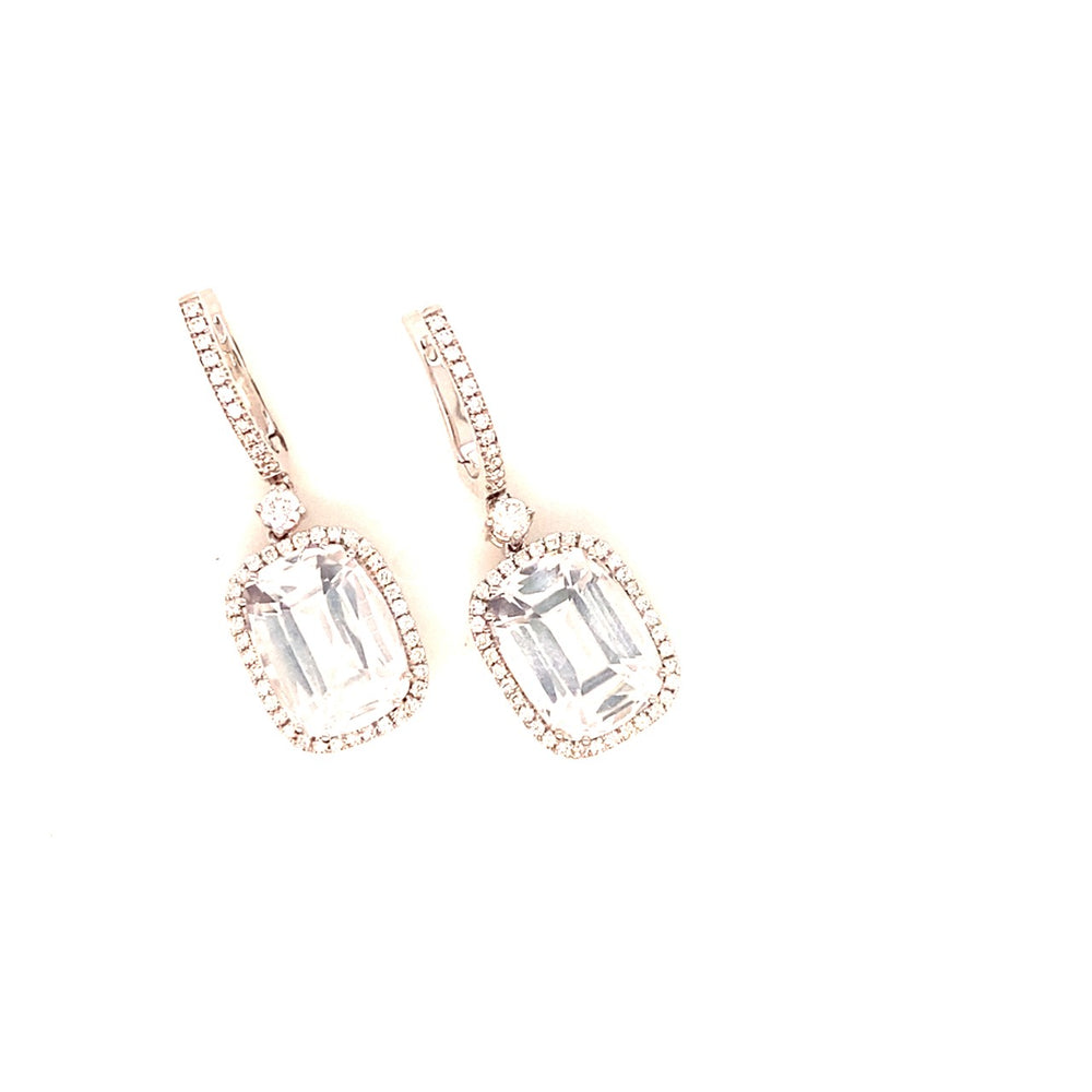 18Y White Topaz Drop Earrings with Diamonds