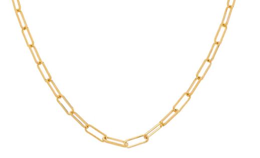 18k yellow gold paperclip chai