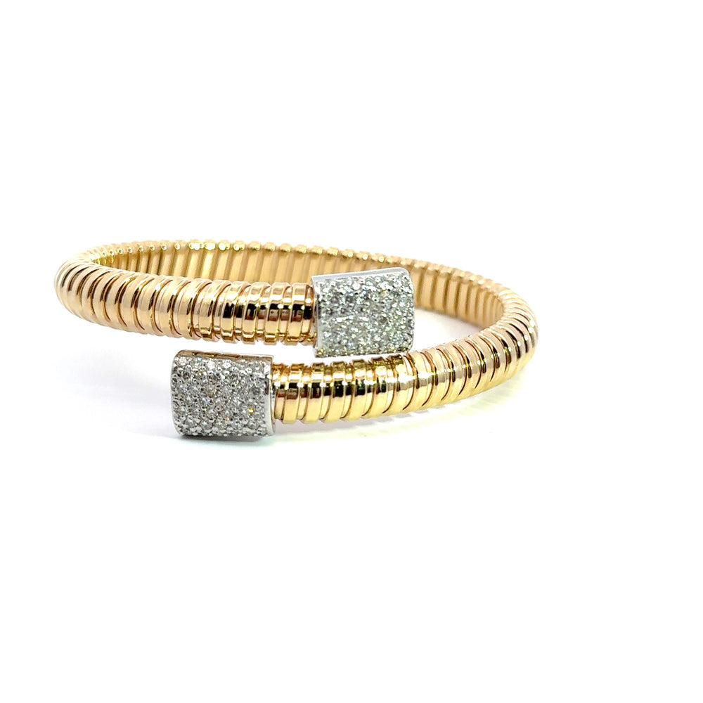 Cross bracelet with pave diamond ends