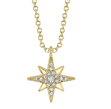 14k gold diamond star necklace