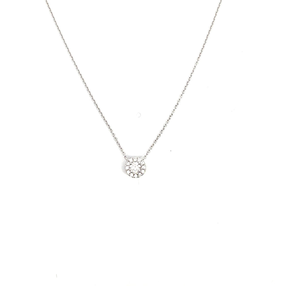 Diamond pendant with halo on chain necklace