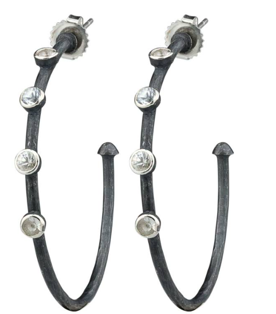 Lika Behar white sapphire hoop earrings