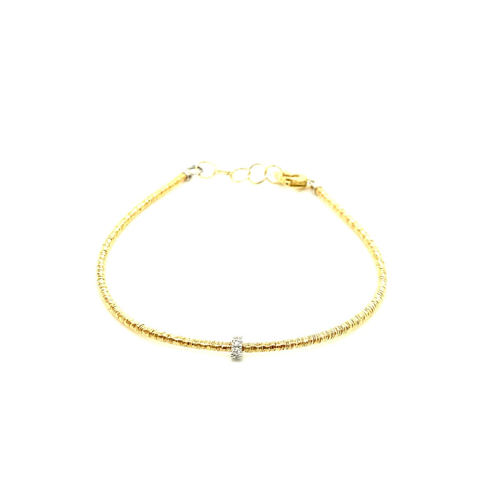 Gold wrapped bracelet with diamond rondel