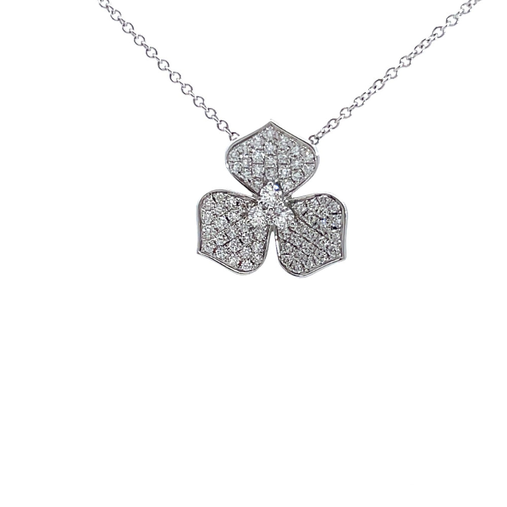 Pave Diamond Flower Pendant on Chain
