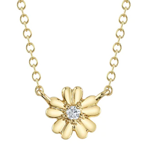 Diamond flower on chain necklace