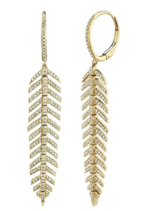 
                
                    Load image into Gallery viewer, Pave Diamond Feather Earrings
                
            