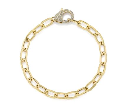 Diamond clasp oval link bracelet