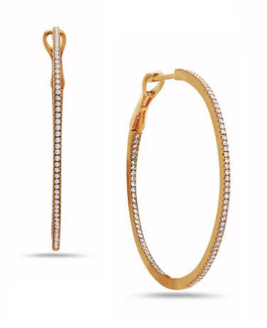 
                
                    Load image into Gallery viewer, Rose Gold Diamond Hoop Earrings
                
            