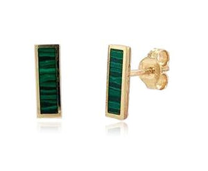 Malachite Bar Stud Earrings