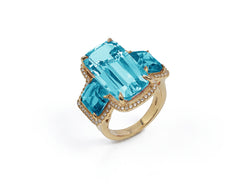 Goshwara swiss blue topaz and diamond ring