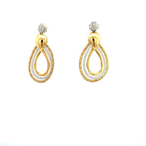18KY Diamond and Wrapped Drop Earrings