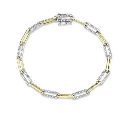 2 Tone alternating diamond link bracelet