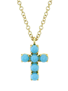 
                
                    Load image into Gallery viewer, 14KY Turquoise Cross On Chain
                
            