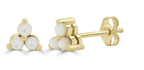 3 Cluster pearl stud earrings