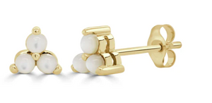 3 Cluster pearl stud earrings