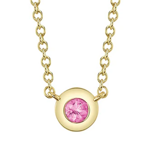 14KY Bezel Set Sapphire On Chain Necklace