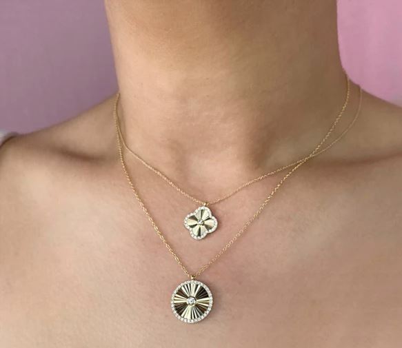 Diamond Clover Pendant On Chain Necklace