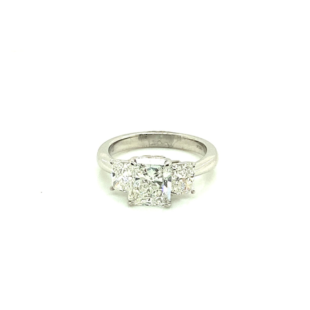Platinum emerald cut diamond ring
