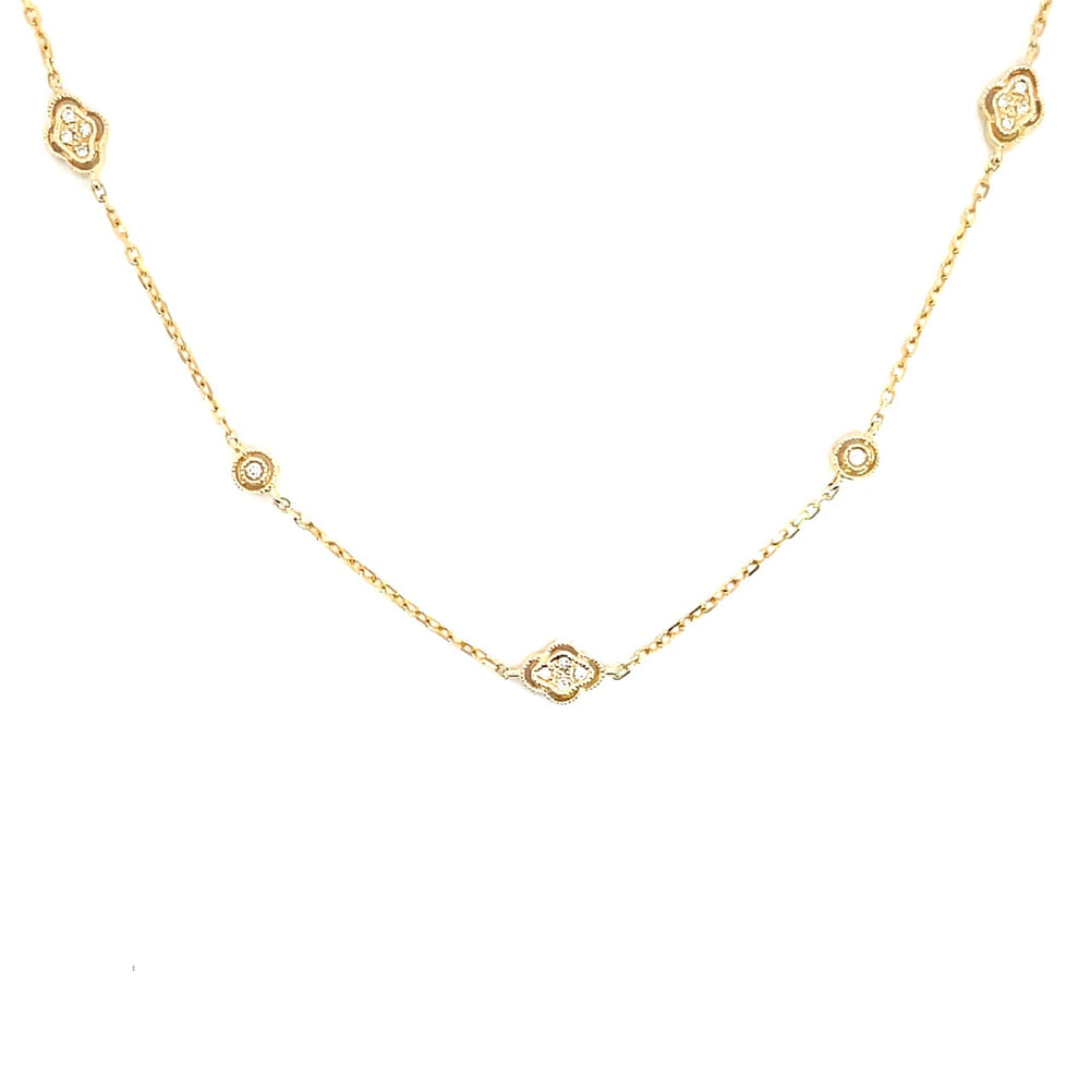 14k yellow gold clover and rou