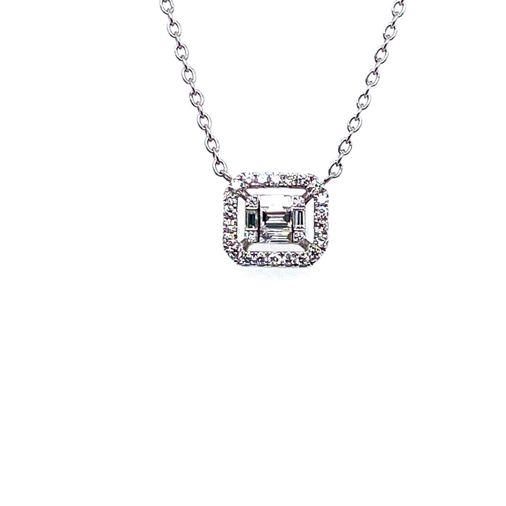 Diamond Bagutte Halo Pendant