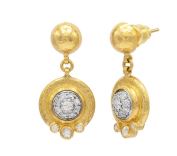 Gurhan 24KY Diamond Bezel Set Drop Earrings