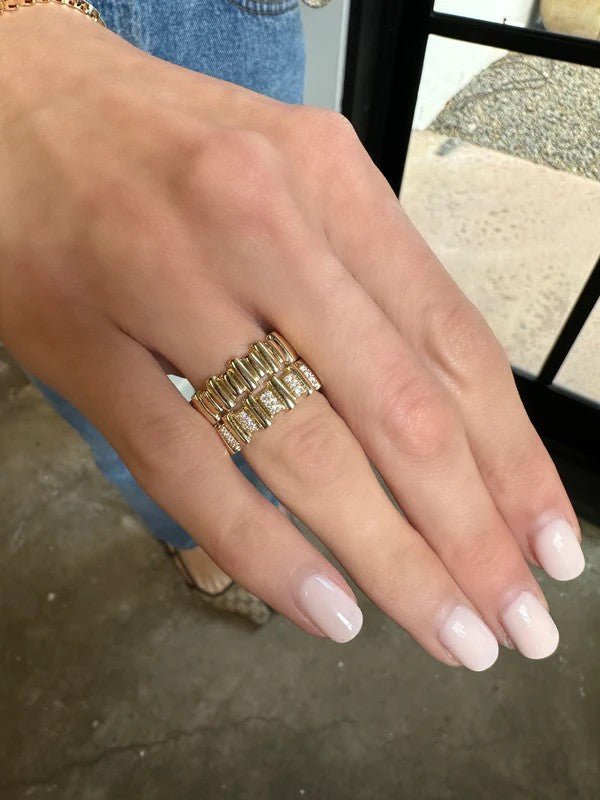 Alternating Diamond Gold Bar Ring - Kelly Wade Jewelers