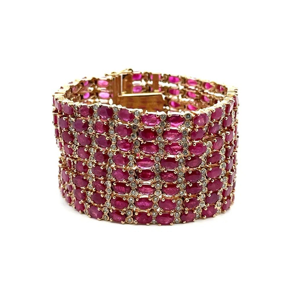 Alternating Oval Ruby & Diamond Bracelet - Kelly Wade Jewelers