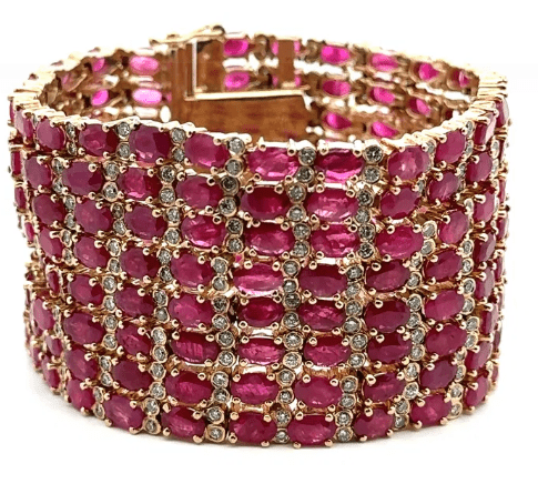 Alternating Oval Ruby & Diamond Bracelet - Kelly Wade Jewelers