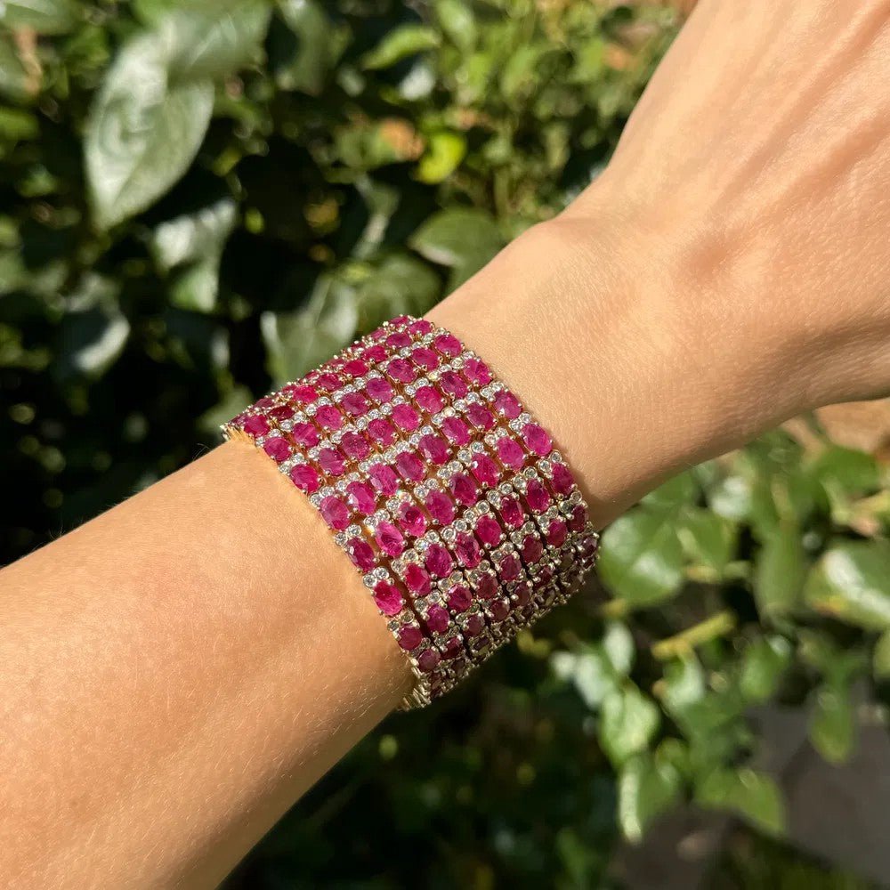 Alternating Oval Ruby & Diamond Bracelet - Kelly Wade Jewelers