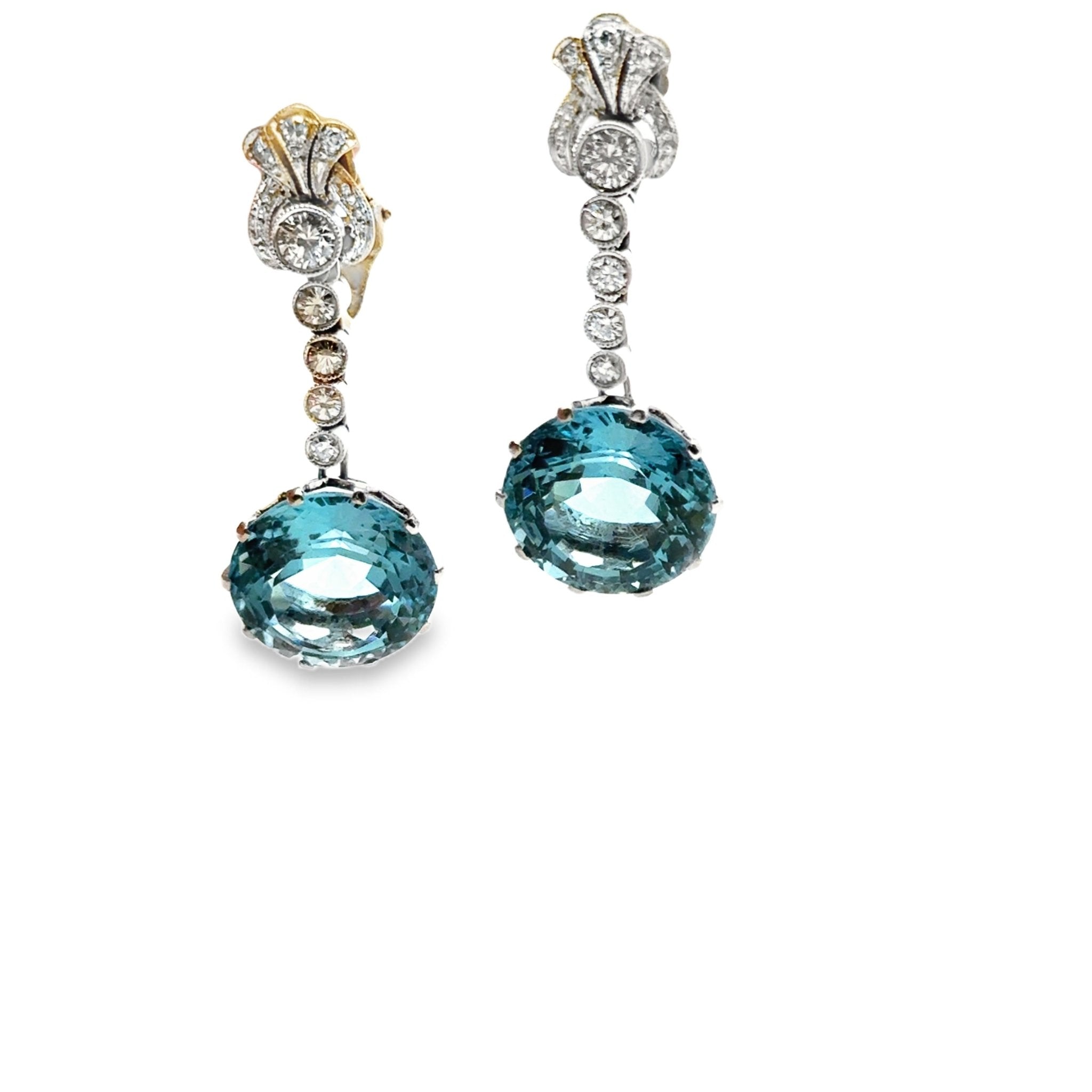 Aquamarine & Diamond Drop Earrings - Kelly Wade Jewelers