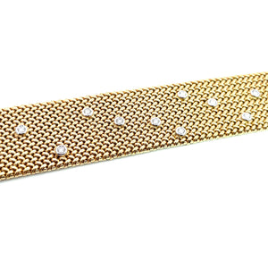 Woven Gold Bracelet with Scattered Bezel Diamond