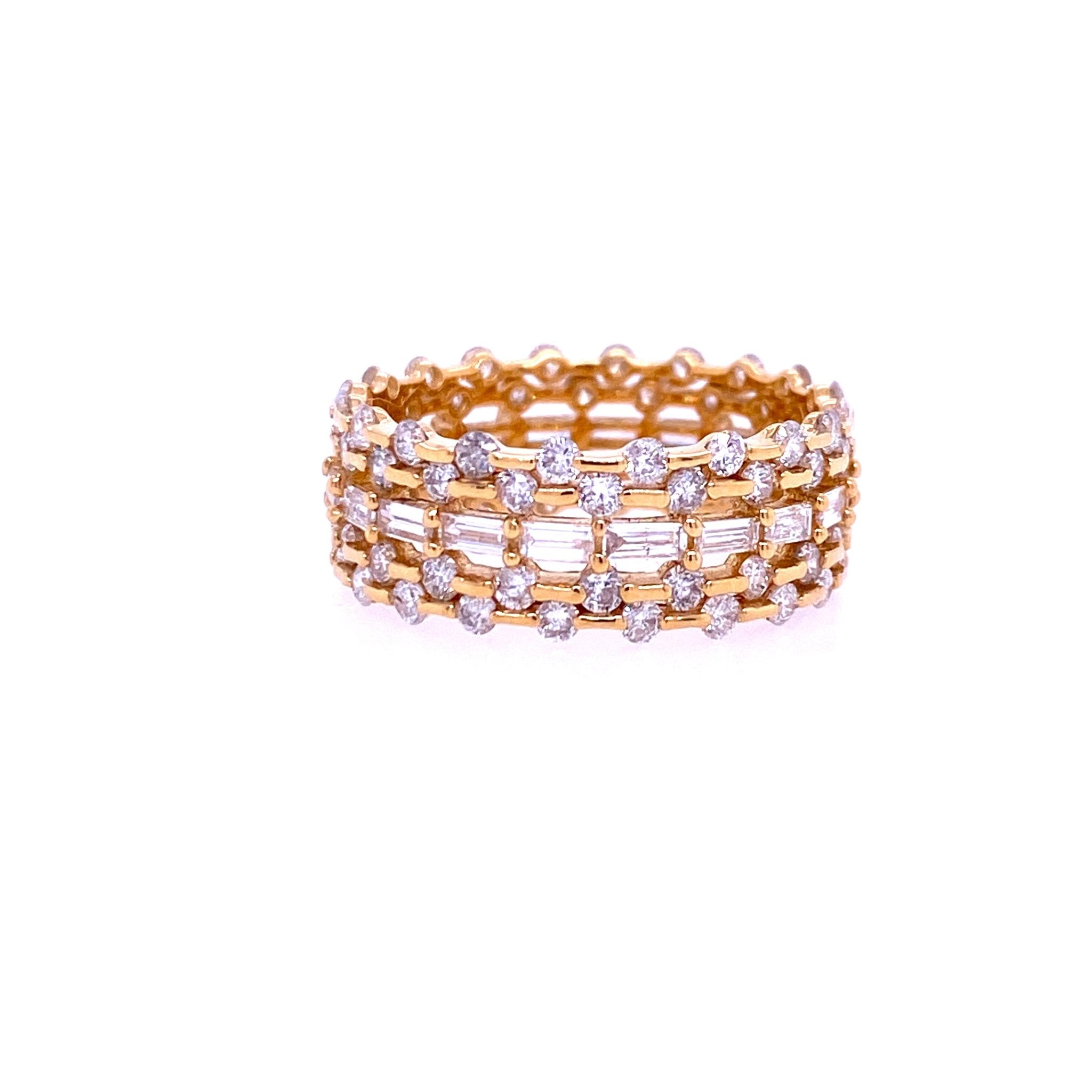 Baguette And Round Diamond Band - Kelly Wade Jewelers