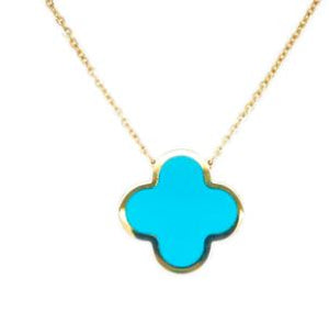 Turquoise clover on chain necklace