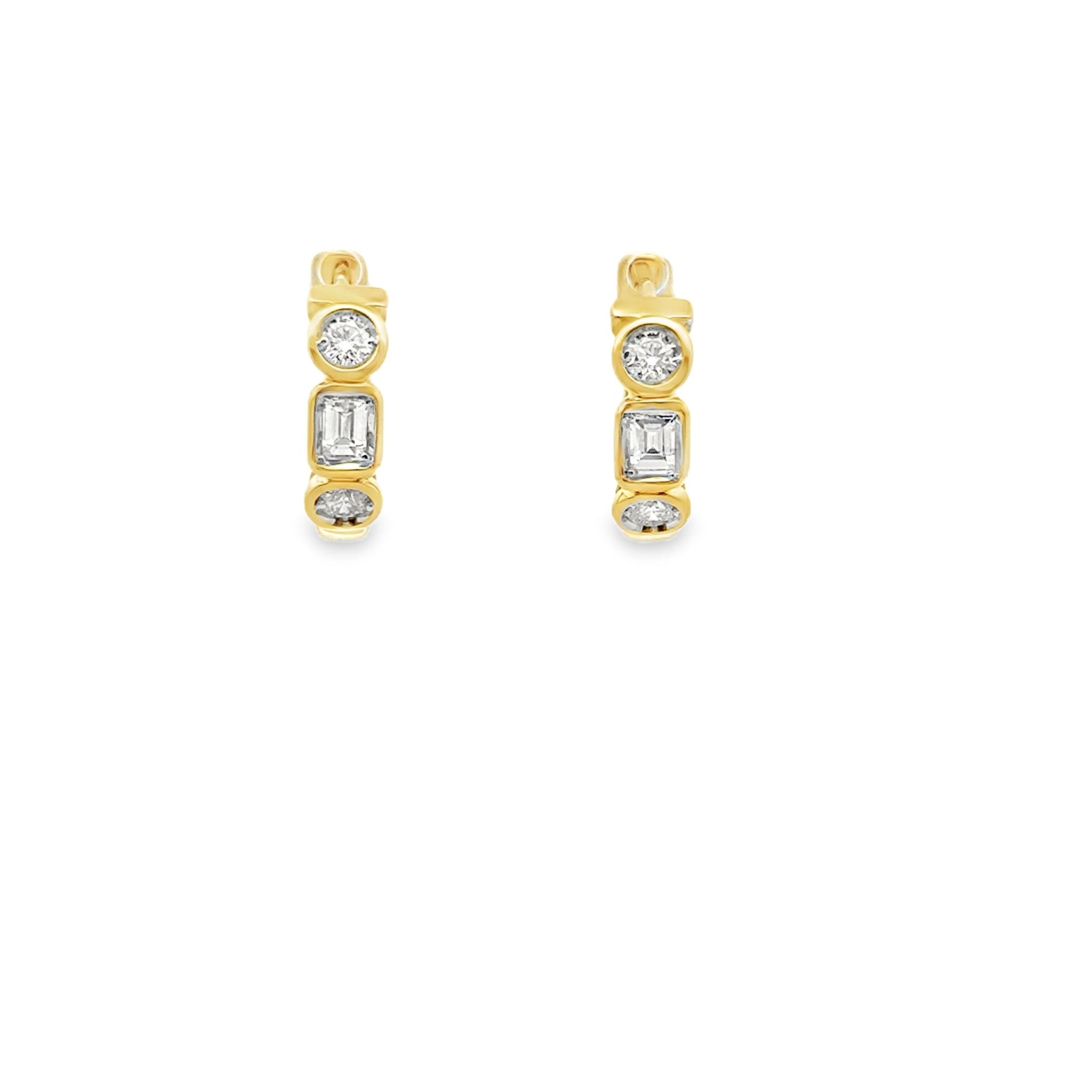 Bezel Set Diamond Hoops - Kelly Wade Jewelers