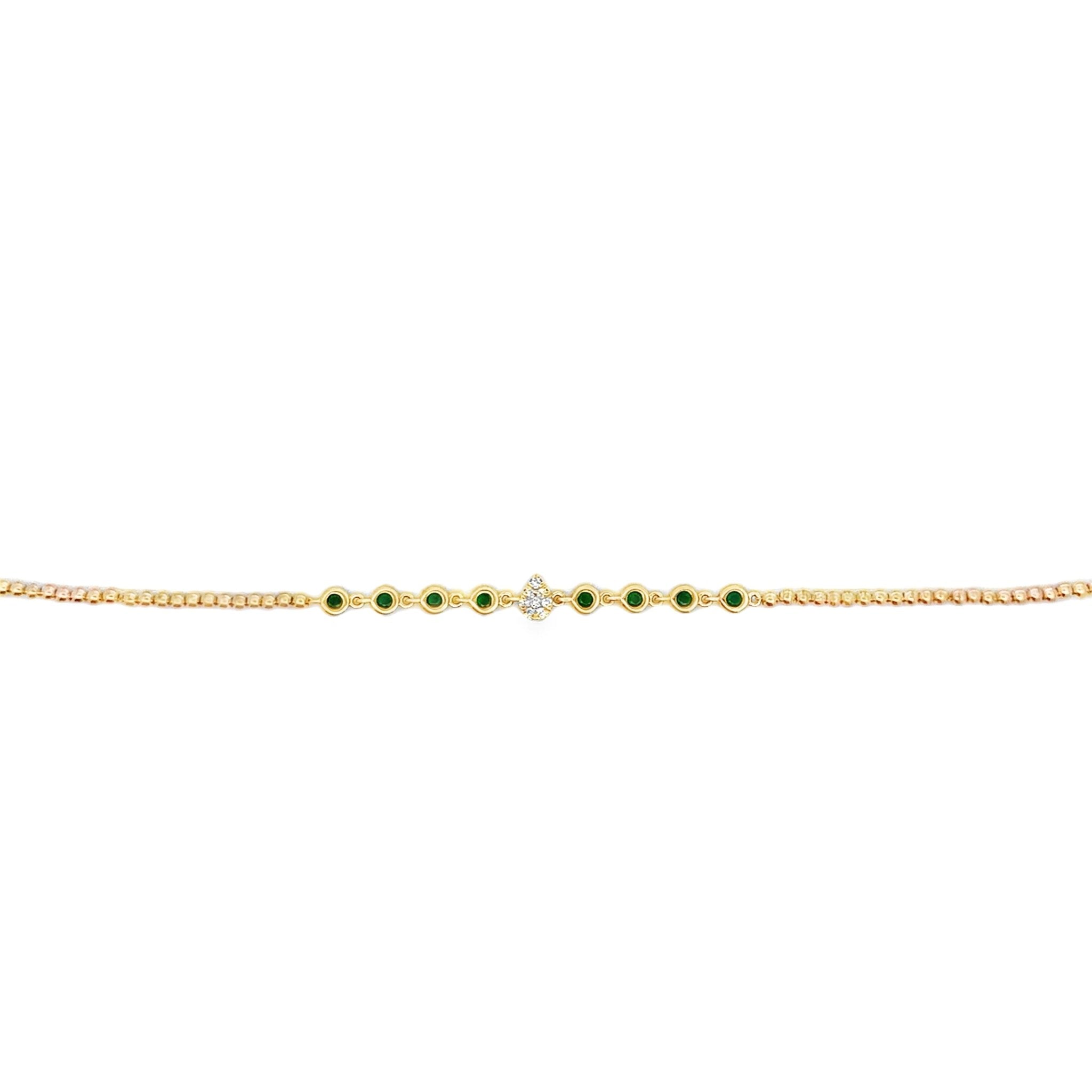 Bezel Set Emerald Beaded Bracelet - Kelly Wade Jewelers