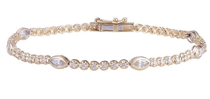 Bezel Set Marquise Diamond Stations Bracelet - Kelly Wade Jewelers