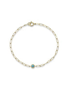 Bezel Set Turquoise On Paperclip Chain Bracelet - Kelly Wade Jewelers