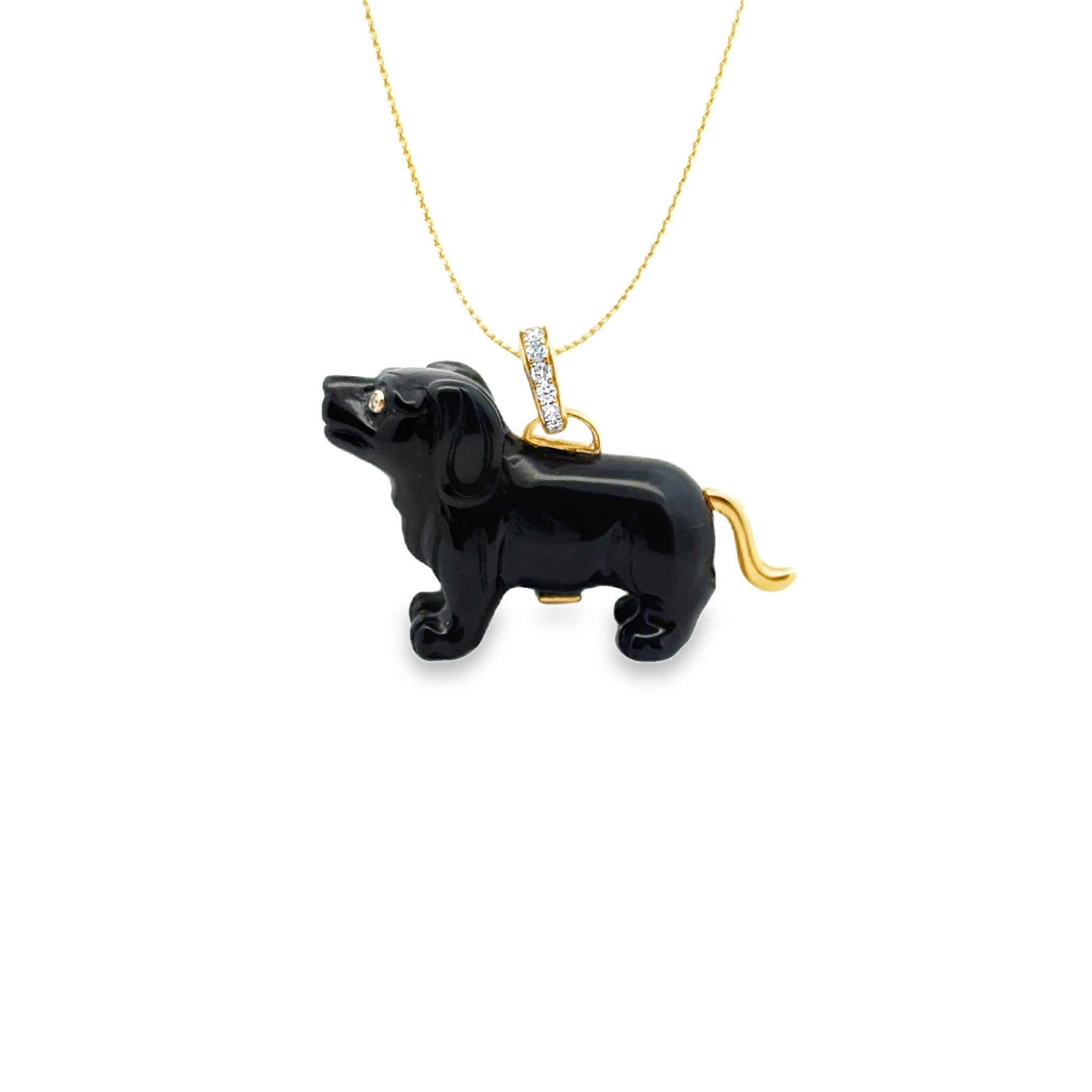 Black Onyx & Diamond Dog Necklace - Kelly Wade Jewelers